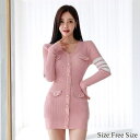 GRAXIA 透かし編みニットVネックワンピース(キャバドレス・CABARETDRESS) ワンピース・ドレス