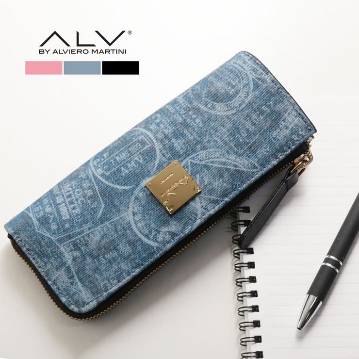 sankyo shokai ペンケース レディース ブランド ALV エーエルブイ イタリア製 筆箱 サイズ スリム モノグラム 生地 コットン デニム パスポ...