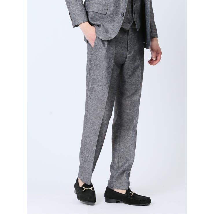 【10%OFFクーポン!11/27(木)1:59まで】TAKA-Q MEN TechLinen スリムフィット ノータックパンツ グレー(セットアップ可能) ス...
