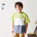 こどもの森e-shop 子供服 crescent (クレセント) 布帛切替半袖Tシャツ 80cm 90cm 100cm 110cm 120cm 130cm N34890 トップス