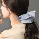 VINGTAINE シュシュ プリーツ ビッグ 大きめ くすみカラー ボリューム フリル ヘアアクセサリー 大人カジュアル シンプル HS-206 ヘアアクセサリー