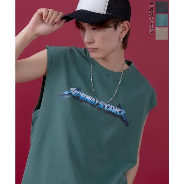 improves T셔츠 맨즈 SIDEWAY STANCE 사이드웨이 스탠스 피그먼트 가공 빈티지 가공 메탈 밴드 민소매 컷소우 스케이터 스트리트 한국 탑스