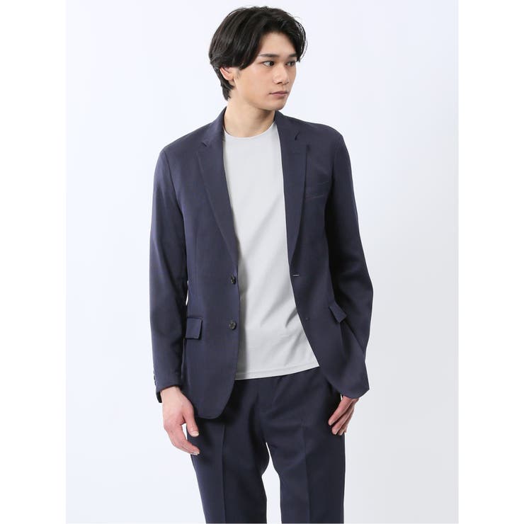 【10%OFFクーポン!11/27(木)1:59まで】TAKA-Q MEN 軽量 スリムフィット 2ボタンジャケット ウィンドペン紺(セットアップ可能) スーツ