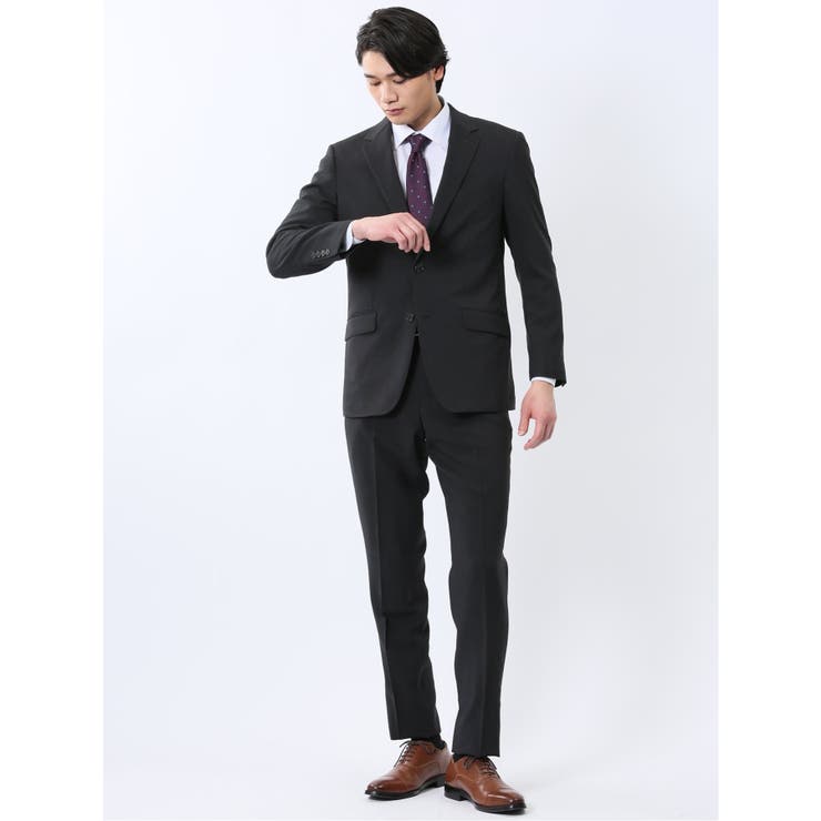 【10%OFFクーポン!11/27(木)1:59まで】TAKA-Q MEN ストレッチウォッシャブル レギュラーフィット 2ボタン2ピーススーツ ストライプグレ...