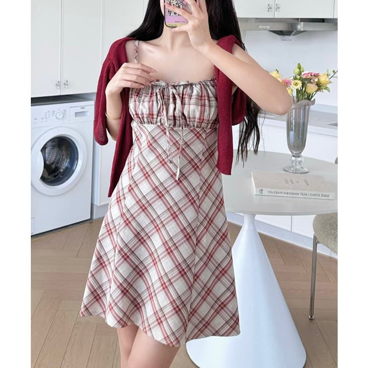 SpRay チェックミニキャミワンピース ワンピース・ドレス