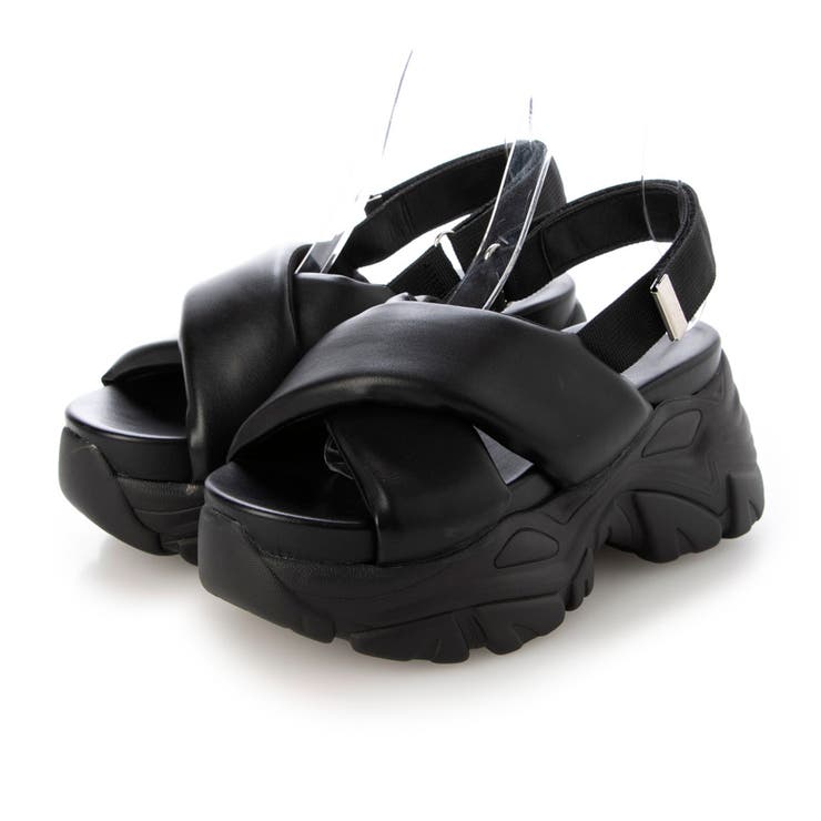 EVOL 【XS-LLサイズ展開・柔らかい】パデット厚底クロスベルトサンダル シューズ・靴