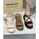aimoha 【shoes 365】クロスストラップギャザーデザイン厚底サンダル シューズ・靴