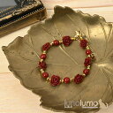 lunolumo ブレスレット レディース バラ 薔薇 花 フラワー 赤 真紅 ゴールド プレゼント N アクセサリー