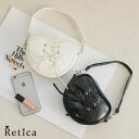 Retica レースアップリボン×ハートモチーフ2WAYミニバッグ パーティードレス小物 パーティーバッグ ハンドバッグ ショルダーバッグ オフホワイト ブラック Retica レティカ バッグ・鞄