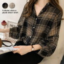 【5%OFFクーポン 9/11 1:59まで】JUNOAH ボリュームスリーブチェックシアーシャツ 韓国ファッション トップス