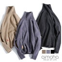 aimoha men メンズ エルボーパッチ ニット セーター タートルネック メンズセーター トップス 冬 冬服 肘当て レトロ ヴィンテージ aimoha MENS 【レトロ感あるエルボーバッチ付きニット】 トップス