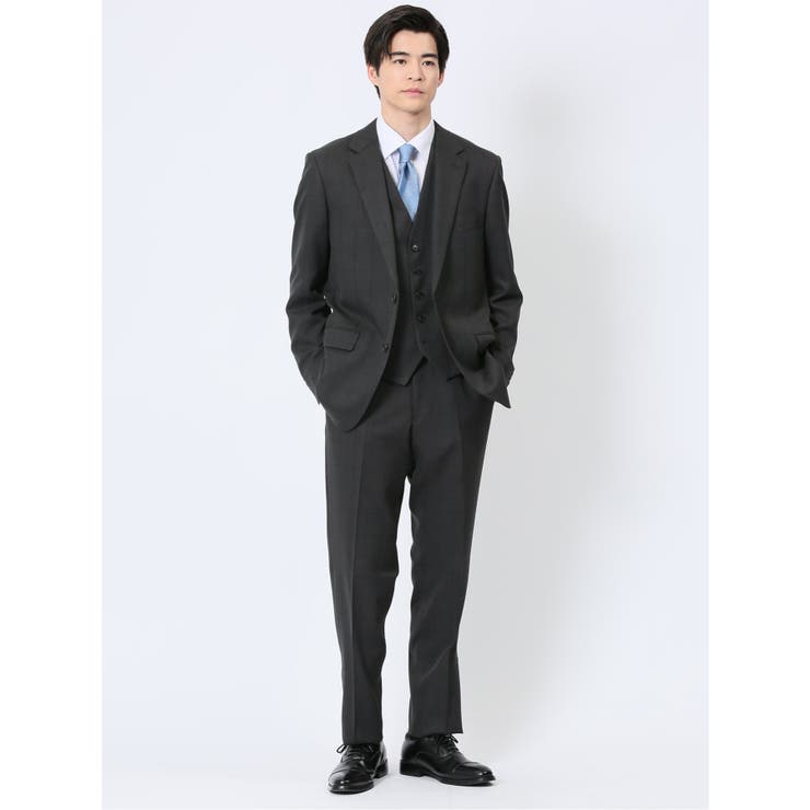 【10%OFFクーポン!11/27(木)1:59まで】TAKA-Q MEN ストレッチウォッシャブル レギュラーフィット 2ボタン3ピーススーツ ウィンドペング...