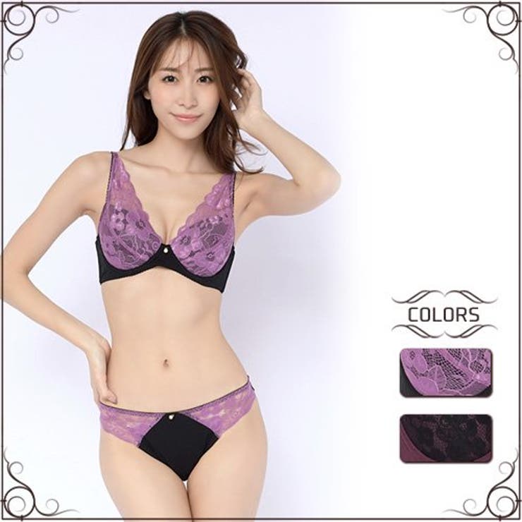 GRAXIA レースから見える素肌がセクシー気分が上がる大人の甘い色気漂うブラ・ショーツセット(ブラセット) インナー・下着