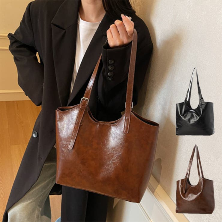 STYLEBLOCK トートバッグ バッグ 肩掛け レザー調 無地 鞄 レディース ブラック コーヒー バッグ・鞄