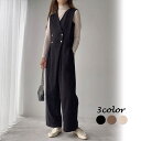 【5/15限定 15%OFFクーポン】JUNOAH FILLOU Vネックダブル釦サロペット ワンピース・ドレス