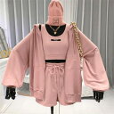 【マラソン期間中 5%OFFクーポン】LETee ZIPパーカー&ショートパンツ&タンクトップSET/3ピース スーツ