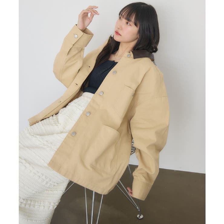 【10％OFFクーポン！2/23(月)1:59まで】RETRO GIRL Fレザー襟カバーオール アウター(コート・ジャケッ..