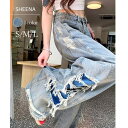 【8/11まで5%OFFクーポン】SHEENA サイドハイダメージデニムワイドパンツ パンツ・ズボン
