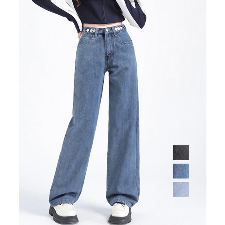 Miniministore 데님 바지 허리 조정 가능 하의 바지 바지