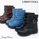 【マラソン期間中 5%OFFクーポン】LibertyDoll 5cmヒール ワンピース セットアップ エンジニアブーツ ☆9148 シューズ・靴