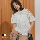 【6/11 1:59まで 10%OFFクーポン】Pierrot シアーチェックショルダーカットブラウス ☆ ブラウス シアー素材 チェック柄 ショルダーカット 半端丈 トレンド ピエロ トップス