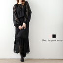 La-gemme 華やか大人のセットアップ リーフ柄シアーブラウス 刺繍 レディース おすすめ おしゃれ ブラック フリーサイズ 春夏秋新作 【lswp303-...