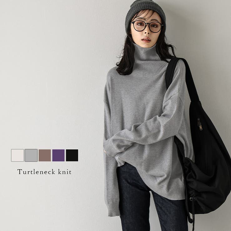 SUGAR BISKET ニット タートルネック ドロップショルダー トップス こなれ感 ルーズ トップス レディー..