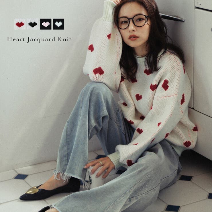 SUGAR BISKET ニット トップス ハート ジャガード プルオーバー 配色 大人カジュアル 可愛い ガーリー ..