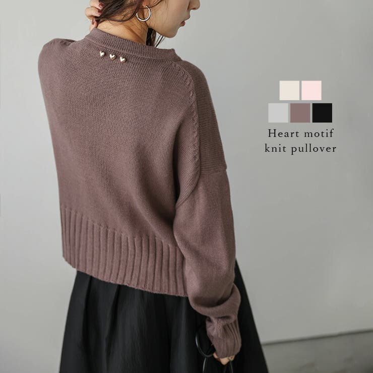 SUGAR BISKET トップス ニット ハートモチーフ ゴールド フェミニン ショート丈 短丈 トップス レディ..