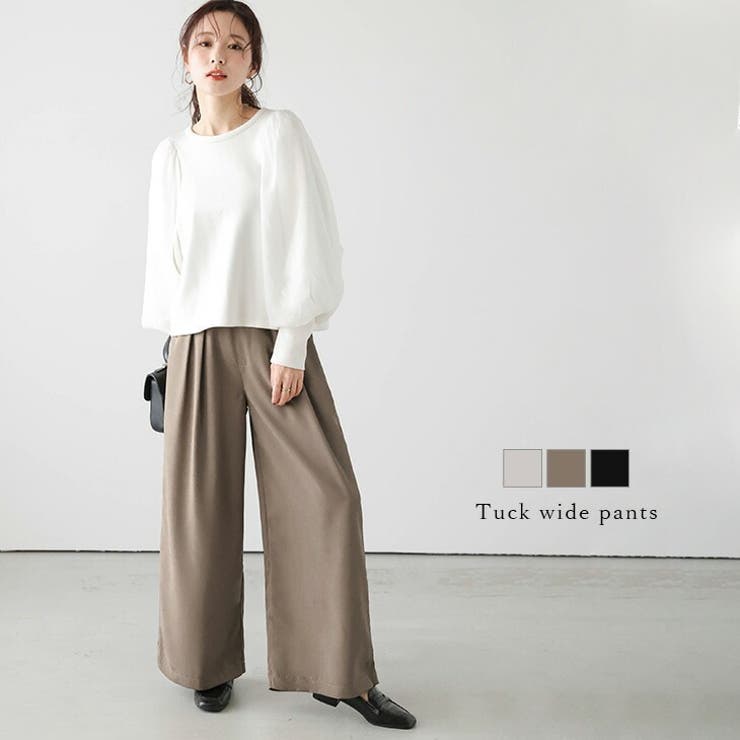 SUGAR BISKET ボトムス ワイドパンツ ダブルタック 薄手 落ち感 オフィス レディース おすすめ おしゃれ 2025秋冬新作 【lsbtss25-970】 パンツ・ズボン