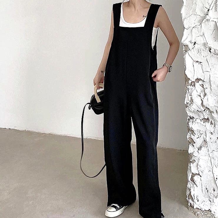 SHEENA 裾スリットリラックスサロペット　春　夏　秋　冬　オーバーオール　オールインワン　ワンピース　レイヤード　パンツ　ゆったり　楽ちん　大きめ　カジュアル　大人カジュアル　ママ　　主婦　マタニティ　　韓国　韓国ファッション　 ワンピース・ドレス shoplistselect-10008858 SHOPLIST サンプル画像2