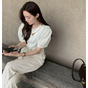 【8/11まで5%OFFクーポン】Ulysses クルーネックボタン付き半袖トップス トップス