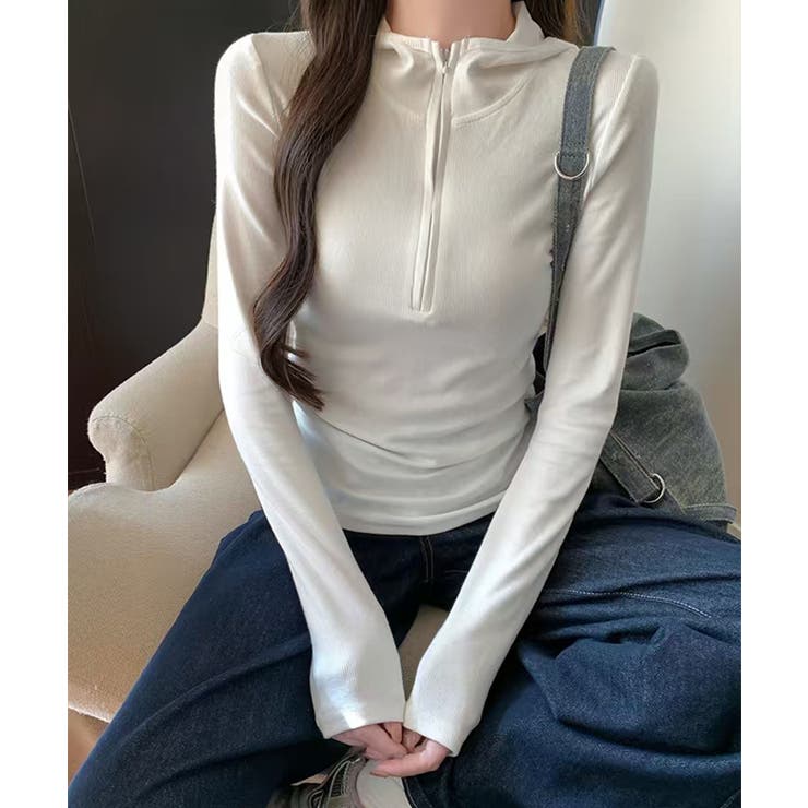 SHOPLISTのaimoha シンプルフィットハーフジップトップス トップス｜アングル3