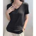【マラソン期間中 5%OFFクーポン】aimoha VネックシンプルTシャツ トップス