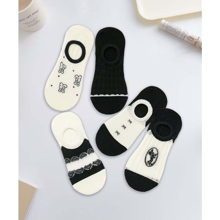 【20％OFFクーポン！12/25(木)限定！】aimoha 5足セット5柄【MOSOX】ガーリーデザインコットン混アンクルソックス インナー・下着