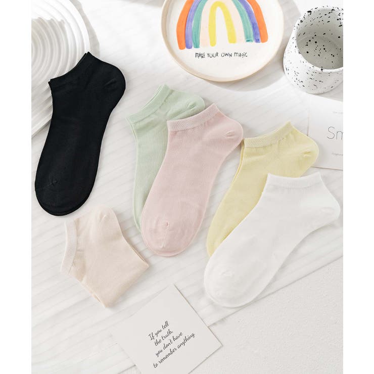 【20％OFFクーポン！12/25(木)限定！】aimoha 6足セット【MOSOX】シンプルカラーレーヨン混アンクルソックス インナー・下着