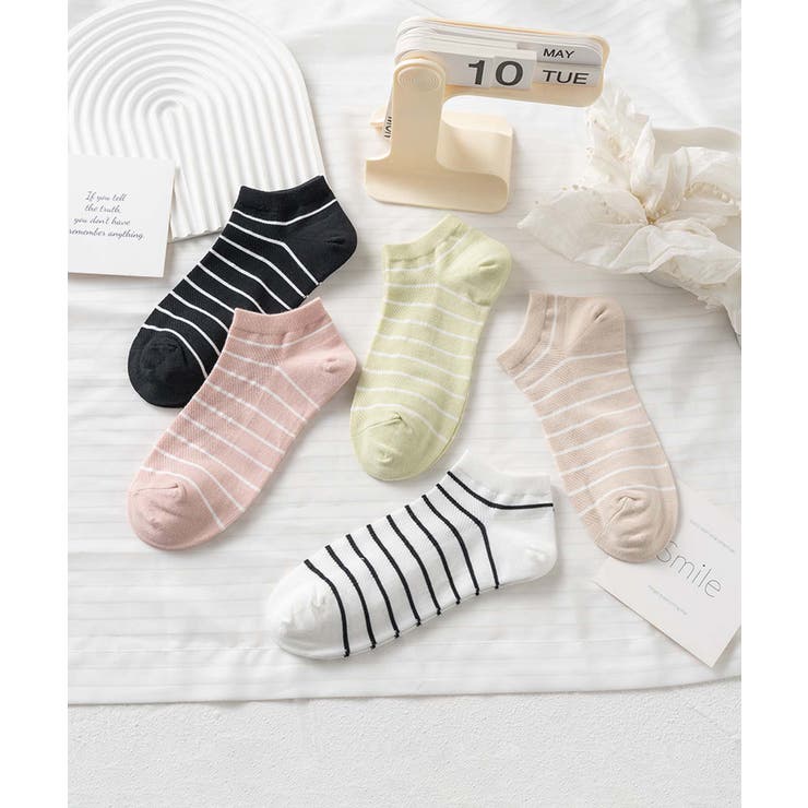 【20％OFFクーポン！12/25(木)限定！】aimoha 6足セット【MOSOX】ボーダー柄コットンブレンドアンクルソックス6足セット インナー・下着
