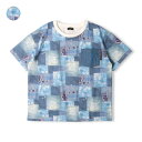 こどもの森e-shop デニムパッチワーク風プリント半袖Tシャツ トップス