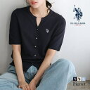 Pierrot 【U.S.POLO ASSN.】キーネックデザインカーディガン ☆ カーディガン U.S.POLO ASSN. キーネックデザイン ハイゲージ ...