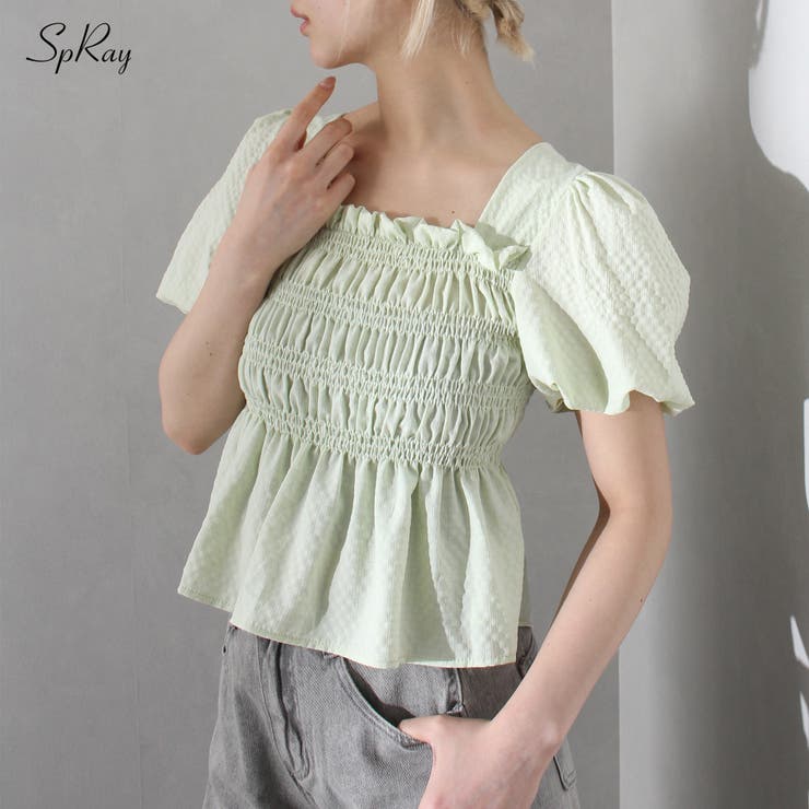 【10％OFFクーポン！1/29(木)1:59まで】SpRay シャ?リングスクエアネックトップス トップス