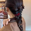 【5/16 1:59まで 5%OFFクーポン】JS FASHION ヘアピン ベロアリボン 全3色 ヘアクリップ パールビジュー 小さめ 小さいリボン 普段使い...
