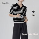 【8/11まで5%OFFクーポン】Carpe diem ポロシャツ半袖 トップス ボーダートップス Tシャツ ボーダー 夏服 へそ出し ショート丈Tシャツ ポロシャツニット 薄手サマーニット 韓国ファッション トップス