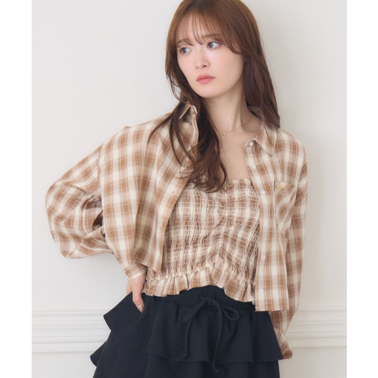 【10％OFFクーポン！8/27(木)1:59まで】RETRO GIRL チェックSH＆キャミSET トップス