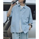 【7/11 1:59まで 5%OFFクーポン】HOOK きれいめ半袖チェック柄シャツ 韓国ファッション ストリート系 春服 オラオラ系 オーバーサイズ ビッグシ...