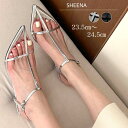 【8/11まで5%OFFクーポン】SHEENA Tストラップポインテッドトゥサンダル 春 夏 秋 サンダル ミュール パンプス ローヒール チャンキーヒール カジュアル 大人カジュアル ストリート きれいめ 韓国 韓国ファッション 高見え トレンド OL