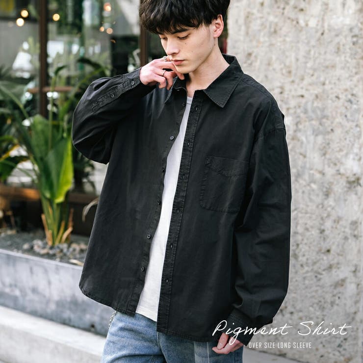 Rocky Monroe 長袖カジュアルシャツ ピグメント ブロード メンズ レディース 無地 オーバーサイズ ビッグシルエット リラックス ゆったり ヴィンテ...