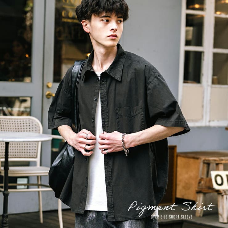 Rocky Monroe 半袖カジュアルシャツ ピグメント ブロード メンズ レディース 無地 オーバーサイズ ビッグシルエット リラックス ゆったり ヴィンテ...