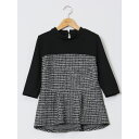 TAKA-Q WOMEN カットツイード 切り替えプルオーバー トップス