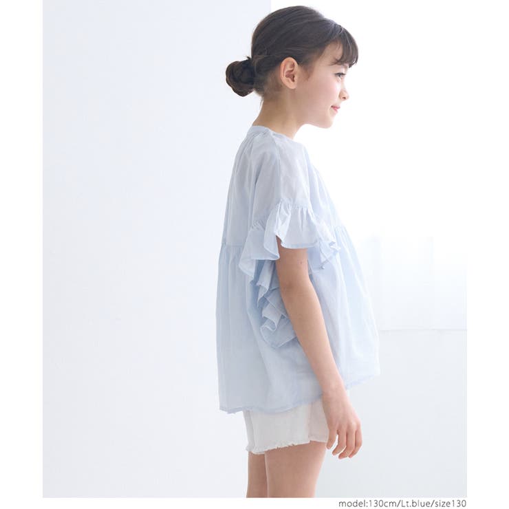 coca 親子お揃いガーゼ袖フリルブラウス キッズ トップス