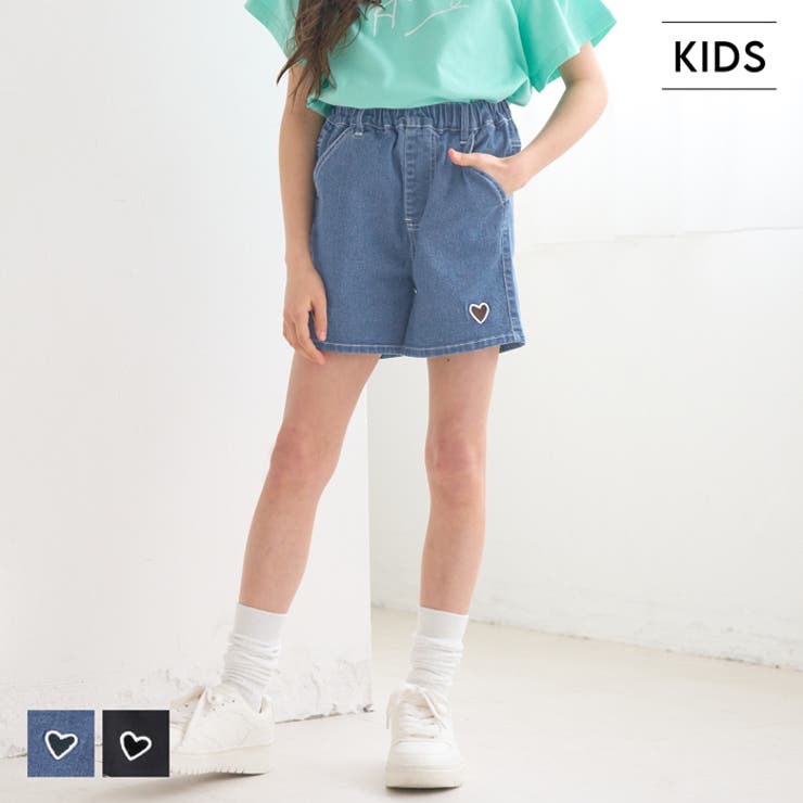 【7/15限定！20％OFF】coca デニムハートショートパンツ キッズ パンツ・ズボンのサムネイル